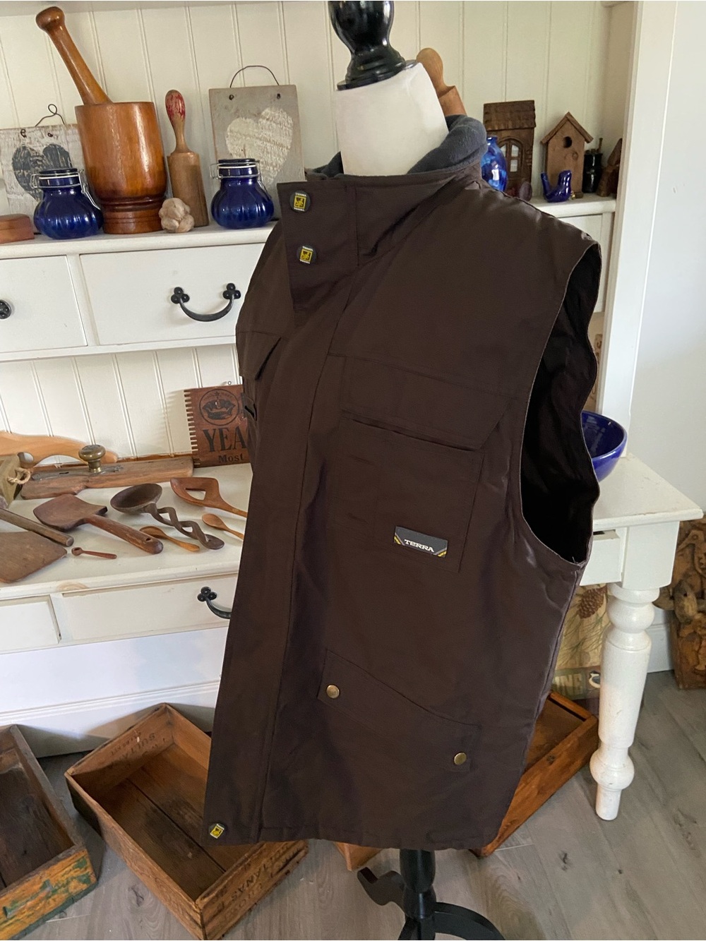 Men's Brown Outdoor Puffer Work Vest - Timberland-style